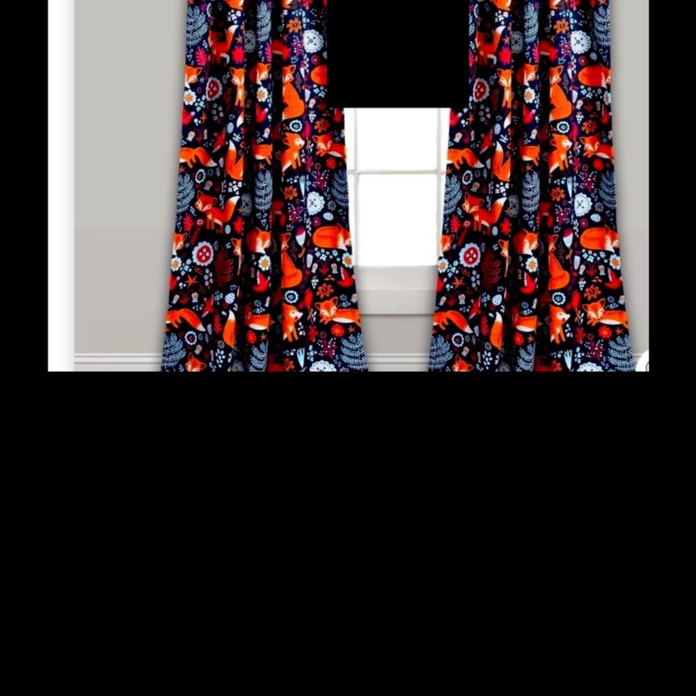 2 Pixie Fox Curtain Panels